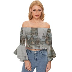 Santa Claus Nicholas Off Shoulder Flutter Bell Sleeve Top by Amaryn4rt