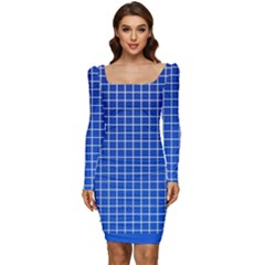 Background Diamonds Computer Paper- Women Long Sleeve Ruched Stretch Jersey Dress by Amaryn4rt