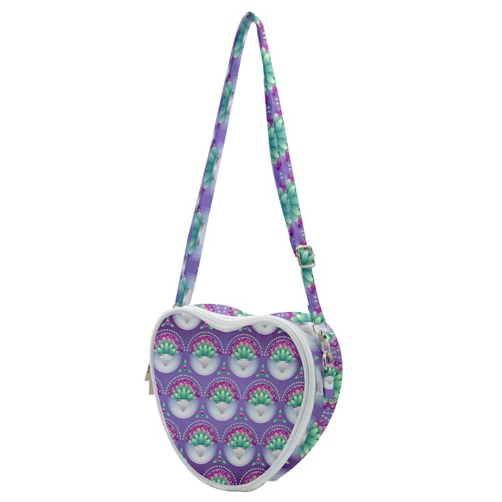 Background Floral Pattern Purple Heart Shoulder Bag