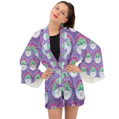 Background Floral Pattern Purple Long Sleeve Kimono by Amaryn4rt