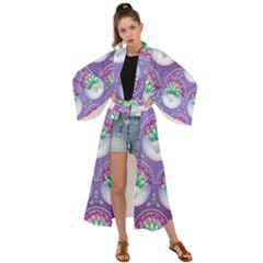 Background Floral Pattern Purple Maxi Kimono by Amaryn4rt