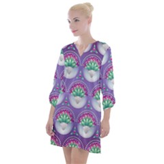 Background Floral Pattern Purple Open Neck Shift Dress by Amaryn4rt