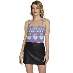 Background Floral Pattern Purple Flowy Camisole Tie Up Top by Amaryn4rt