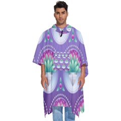 Background Floral Pattern Purple Men s Hooded Rain Ponchos