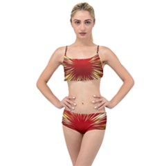 Color Gold Yellow Background Layered Top Bikini Set by Amaryn4rt