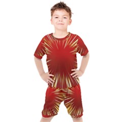 Color Gold Yellow Background Kids  T-shirt And Shorts Set