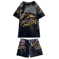 Fractal Mathematics Abstract Kids  Swim T-shirt And Shorts Set by Amaryn4rt