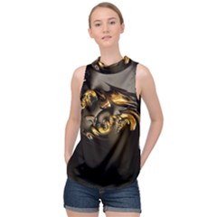 Fractal Mathematics Abstract High Neck Satin Top by Amaryn4rt