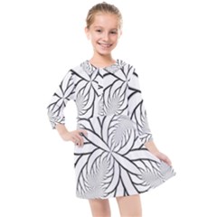 Fractal Symmetry Pattern Network Kids  Quarter Sleeve Shirt Dress by Amaryn4rt