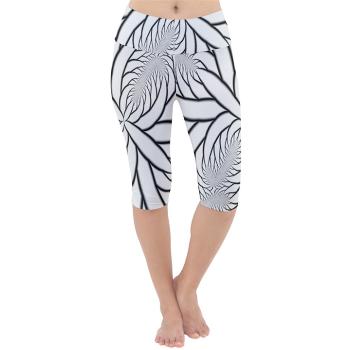 Fractal Symmetry Pattern Network Lightweight Velour Cropped Yoga Leggings