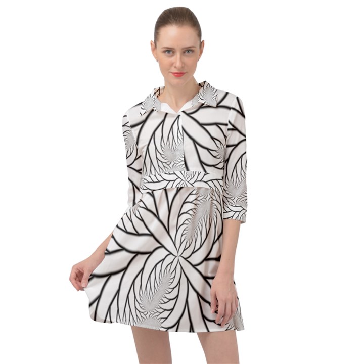 Fractal Symmetry Pattern Network Mini Skater Shirt Dress