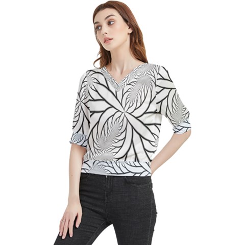 Fractal Symmetry Pattern Network Quarter Sleeve Blouse by Amaryn4rt