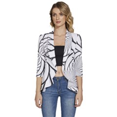 Fractal Symmetry Pattern Network Women s 3/4 Sleeve Ruffle Edge Open Front Jacket by Amaryn4rt