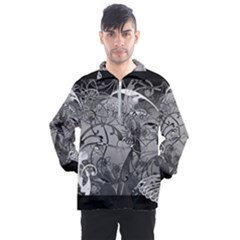 Kringel Circle Flowers Butterfly Men s Half Zip Pullover by Amaryn4rt