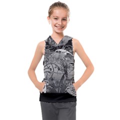 Kringel Circle Flowers Butterfly Kids  Sleeveless Hoodie by Amaryn4rt