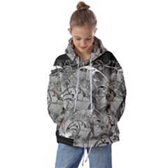 Kringel Circle Flowers Butterfly Kids  Oversized Hoodie by Amaryn4rt