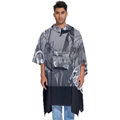 Kringel Circle Flowers Butterfly Men s Hooded Rain Ponchos