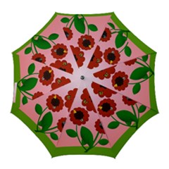 Flowers Butterflies Red Flowers Golf Umbrellas by Sarkoni