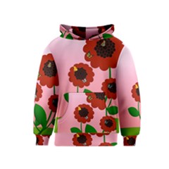 Flowers Butterflies Red Flowers Kids  Pullover Hoodie by Sarkoni