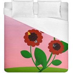 Flowers Butterflies Red Flowers Duvet Cover (king Size) by Sarkoni