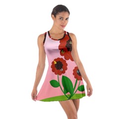 Flowers Butterflies Red Flowers Cotton Racerback Dress by Sarkoni