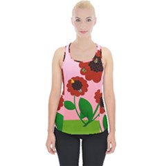 Flowers Butterflies Red Flowers Piece Up Tank Top by Sarkoni