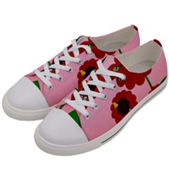 Flowers Butterflies Red Flowers Women s Low Top Canvas Sneakers by Sarkoni