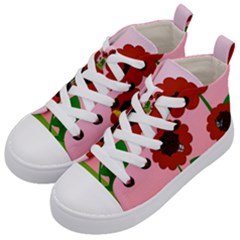 Flowers Butterflies Red Flowers Kids  Mid-top Canvas Sneakers by Sarkoni