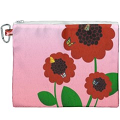 Flowers Butterflies Red Flowers Canvas Cosmetic Bag (xxxl) by Sarkoni