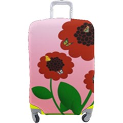 Flowers Butterflies Red Flowers Luggage Cover (large) by Sarkoni