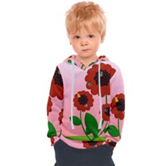 Flowers Butterflies Red Flowers Kids  Overhead Hoodie by Sarkoni