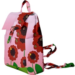 Flowers Butterflies Red Flowers Buckle Everyday Backpack by Sarkoni