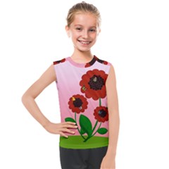 Flowers Butterflies Red Flowers Kids  Mesh Tank Top by Sarkoni