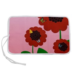 Flowers Butterflies Red Flowers Pen Storage Case (m) by Sarkoni