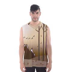 Landscape Trees Wallpaper Mountains Men s Basketball Tank Top by Sarkoni