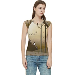 Landscape Trees Wallpaper Mountains Women s Raglan Cap Sleeve T-shirt by Sarkoni