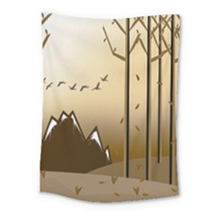 Landscape Trees Wallpaper Mountains Medium Tapestry