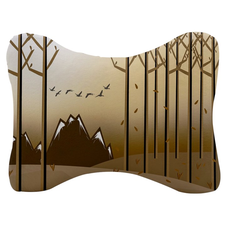 Landscape Trees Wallpaper Mountains Velour Seat Head Rest Cushion