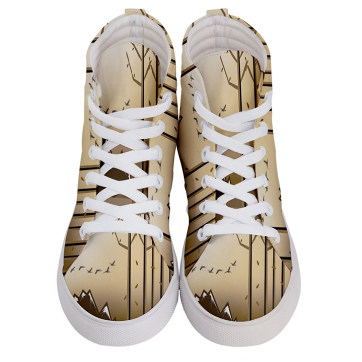 Landscape Trees Wallpaper Mountains Women s Hi-Top Skate Sneakers