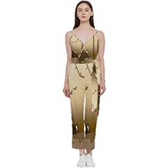 Landscape Trees Wallpaper Mountains V-neck Camisole Jumpsuit by Sarkoni