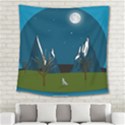 Vector Graphic Mountains Snow Wolf Square Tapestry (Large) View2