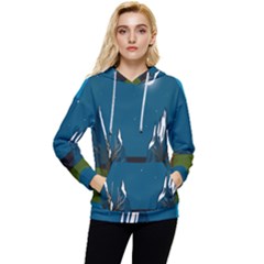 Vector Graphic Mountains Snow Wolf Women s Lightweight Drawstring Hoodie by Sarkoni