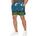 Vector Graphic Mountains Snow Wolf Men s Runner Shorts View3