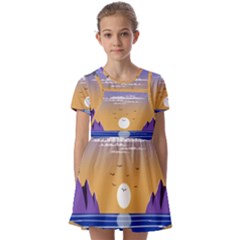 Vector Graphic Clipart Mountains Kids  Short Sleeve Pinafore Style Dress by Sarkoni