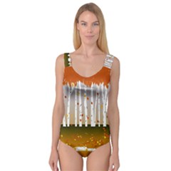 Birch Trees Fall Autumn Leaves Princess Tank Leotard  by Sarkoni