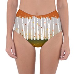 Birch Trees Fall Autumn Leaves Reversible High-waist Bikini Bottoms by Sarkoni