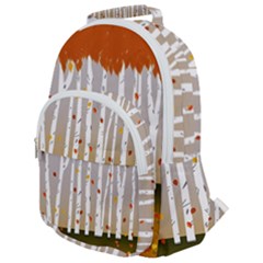 Birch Trees Fall Autumn Leaves Rounded Multi Pocket Backpack by Sarkoni