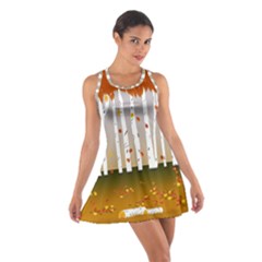 Birch Trees Fall Autumn Leaves Cotton Racerback Dress by Sarkoni