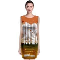 Birch Trees Fall Autumn Leaves Classic Sleeveless Midi Dress by Sarkoni