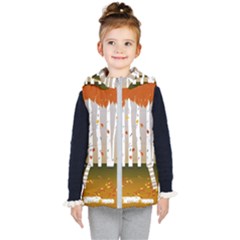 Birch Trees Fall Autumn Leaves Kids  Hooded Puffer Vest by Sarkoni